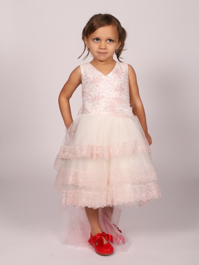 Robe de soirée à paillette Miss Helin'a - rose/beige