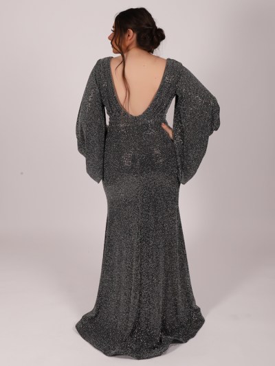 Robe élégante à strass - gris
