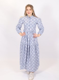 Robe longue à motif - bleu 