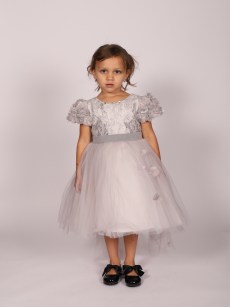 Robe de soirée dentelle Monita - gris