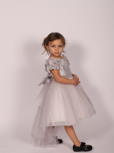 Robe de soirée dentelle Monita - gris