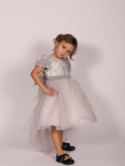 Robe de soirée dentelle Monita - gris