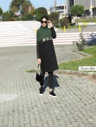 Tunique avec applique en cuir Vert