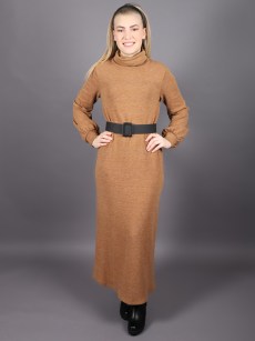 Robe longue à col Loreen - camelle
