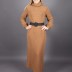 Robe longue à col Loreen - camelle