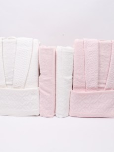 Ensemble de peignoirs avec guipure Ipekce 6 pièces - Rose / blanc