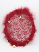 Tambourin dentelle avec plume de mariage - bordeaux
