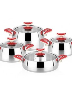 Batterie de cuisine en acier Karaca Nilüfer 8 pièces Rose