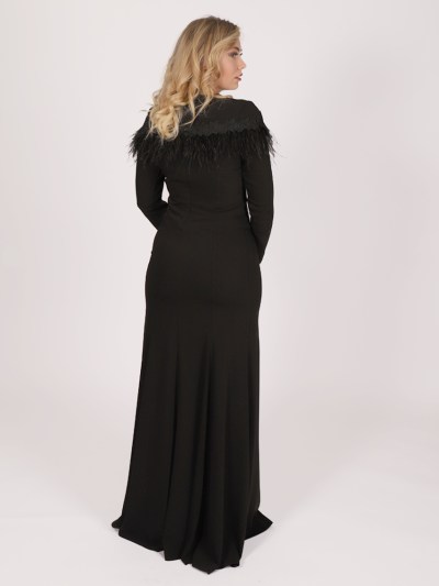 Robe longue à plume Berre - noir