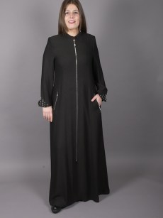 Abaya Doque noir à perle 