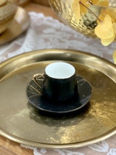 Ensemble de tasses à café turques optiques en marbre La Otantik, 12 pièces, noir mat - petit 