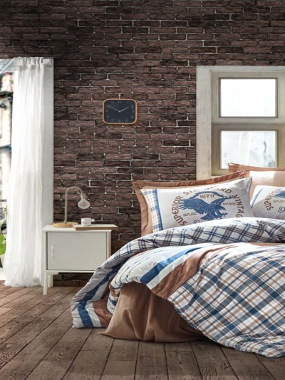 Ensemble de housse de couette 2 personnes Masculine Danilo marron