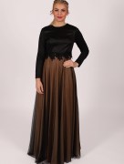 Robe longue simple Garize - beige/noir