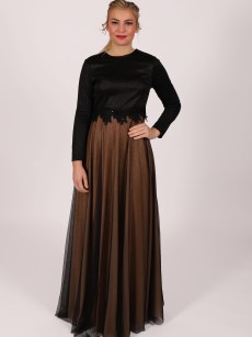 Robe longue simple Garize - beige/noir