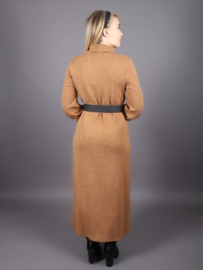 Robe longue à col Loreen - camelle