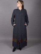 Abaya col chinois tissu non doublé bleu marine Tinna
