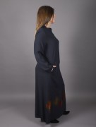 Abaya col chinois tissu non doublé bleu marine Tinna