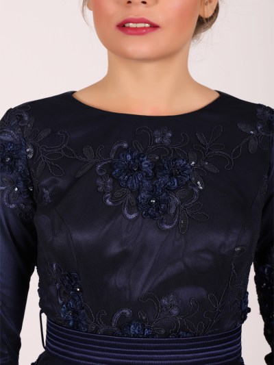 Robe longue à fleur Il'moi - bleu nuit 