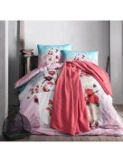 İpekçe Home Ensemble de housse de couette 2 personne Önder Storway avec couverture rena rose