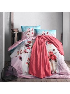 İpekçe Home Ensemble de housse de couette 2 personne Önder Storway avec couverture rena rose