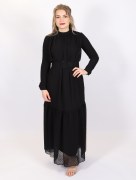 Robe longue à pointillé Loreen - noir