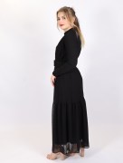 Robe longue à pointillé Loreen - noir