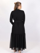 Robe longue à pointillé Loreen - noir
