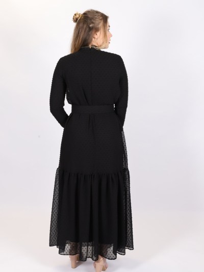 Robe longue à pointillé Loreen - noir