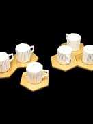 Set de café 6 pièces Almina bambou symétrique - doré