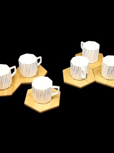 Set de café 6 pièces Almina bambou symétrique - doré
