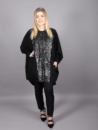 Gilet avec fermeture à strass noir Puane