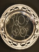 Plateau rond en acier à motif verre - argent