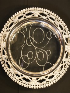 Plateau rond en acier à motif verre - argent