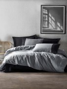 Ensemble de housse de couette 1 personne Cotton Box gris noir 