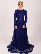 Robe longue à fleur Il'moi - bleu nuit 