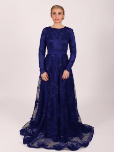 Robe longue à fleur Il'moi - bleu nuit 