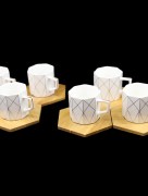 Set de café 6 pièces Almina bambou triangle - doré