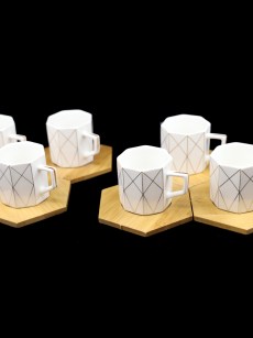 Set de café 6 pièces Almina bambou triangle - doré