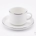 Service de 6 Tasses Bricard Porcelain avec Liseré Argenté - Blanc Classique