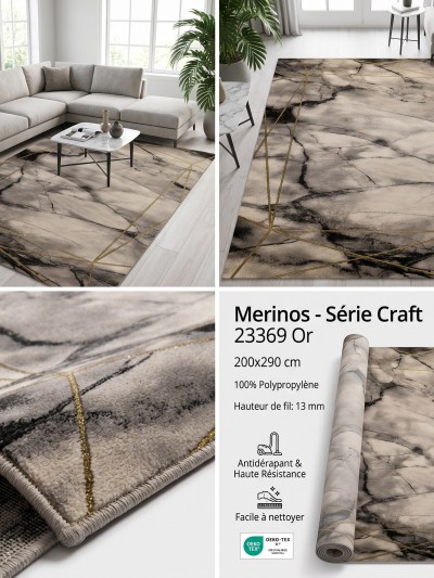 Tapis Merinos série Craft 23369 Or 200x290cm