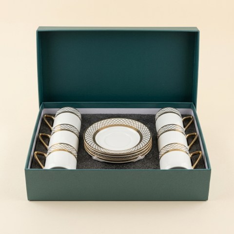 Service de 6 Tasses à Café Turc en Porcelaine Dorée - Paçi