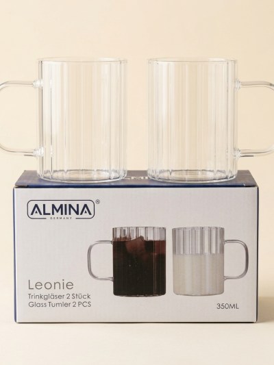 Lot de 2 Tasses en Verre Cannelé Leonie 350 ml - Almina
