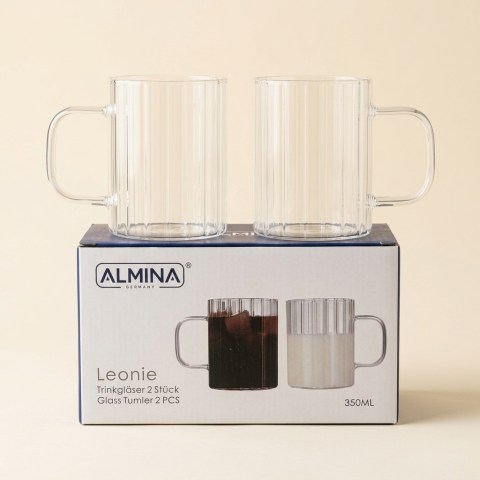 Lot de 2 Tasses en Verre Cannelé Leonie 350 ml - Almina