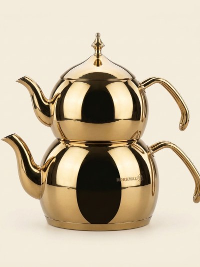 Service à Théière Turque Korkmaz Hanedan Gold Premium - Inox Doré