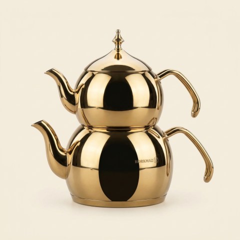 Service à Théière Turque Korkmaz Hanedan Gold Premium - Inox Doré