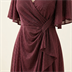 Robe de Soirée Longue Scintillante Drapée à Manches Papillon - Bordeaux