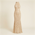 Robe de Soirée Longue Brodée de Perles et Sequins - Champagne