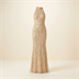 Robe de Soirée Longue Brodée de Perles et Sequins - Champagne
