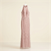 Robe de soirée longue rose poudré ornée de sequins