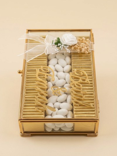 Boîte Décorative en Verre et Métal 20x30 cm